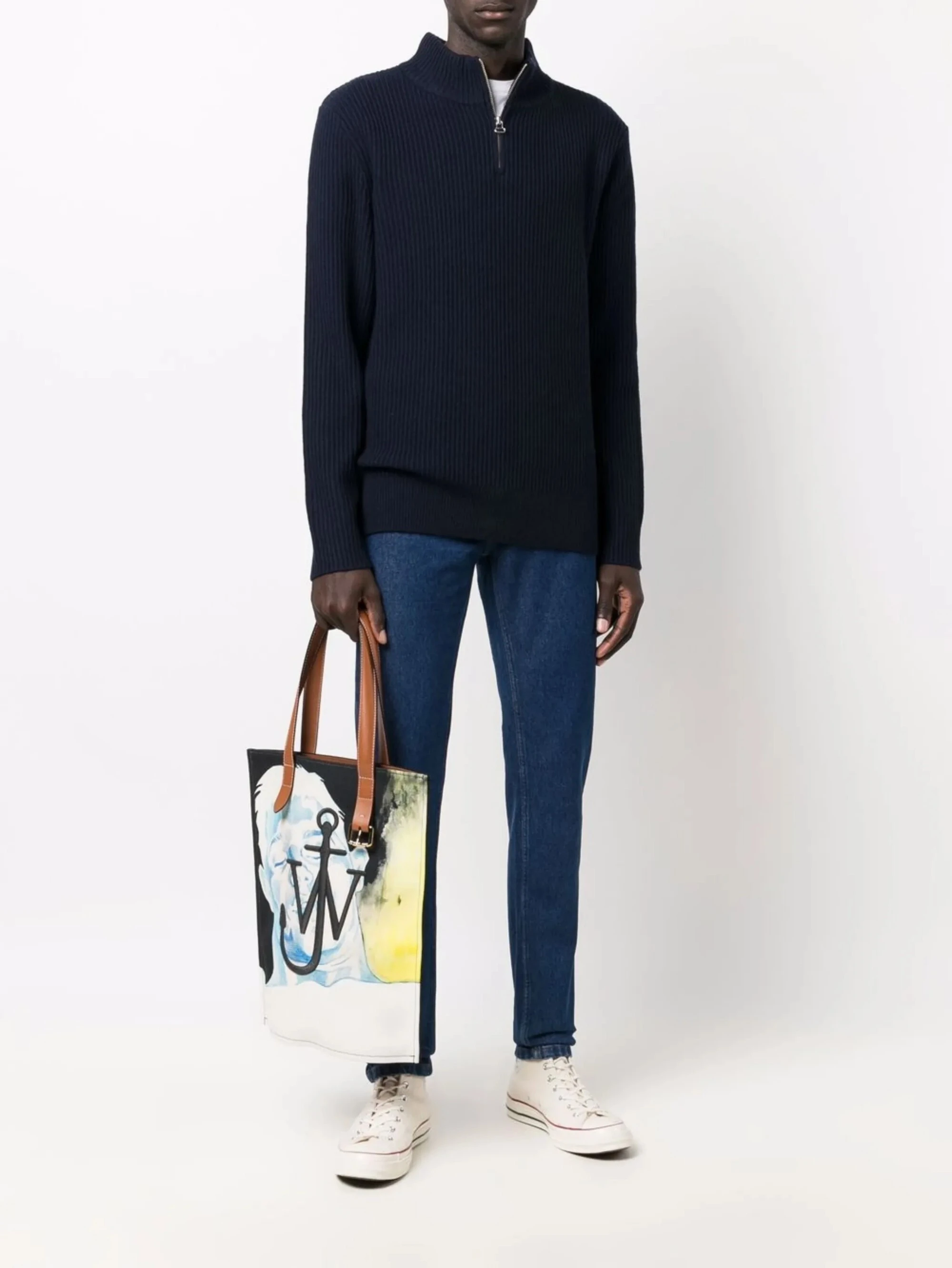Product Title: Fan Flon Men's 100% Wool Minimalist 3D Straight Shoulder Semi-High Neck Zip Ribbed Knit Long Sleeve Pullover Sweater 5/7 Gauge Commuting Casual Solid Color Wool Sweater 1