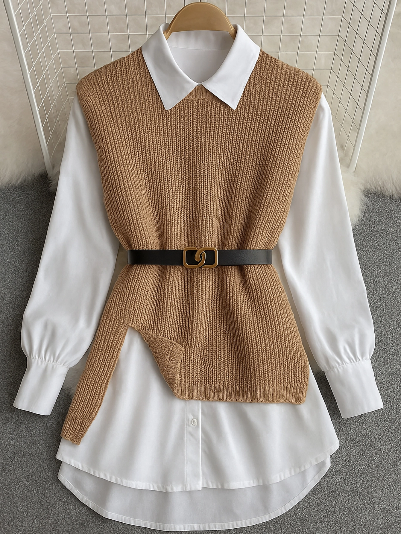 Chaleco de punto para mujer Fan Flo con textura a rayas y diseño con abertura, perfecto para ir al trabajo y para ocasiones informales. 1