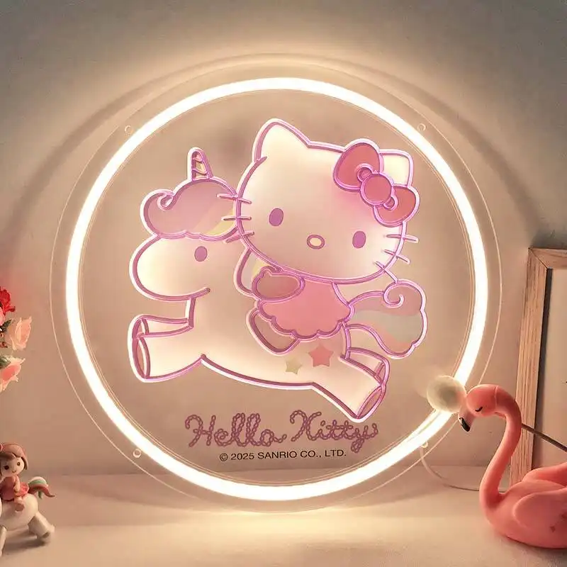 Ev Dekorasyonu için Seri Üretim Hızlı Sevkiyat Kavisli Hello Kitty Neon Tabelası 1