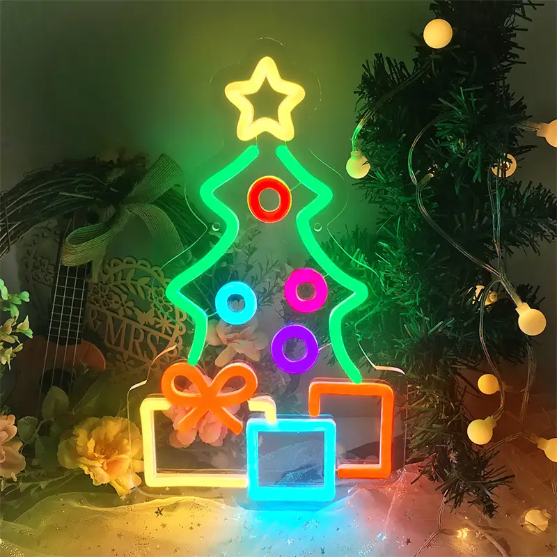 Özelleştirilmiş Boyut Hızlı Teslimat Yumuşak Silikon Şerit Noel Ağacı Etkinliği Neon Duvar Tabelası Ev Dekorasyonu için 1