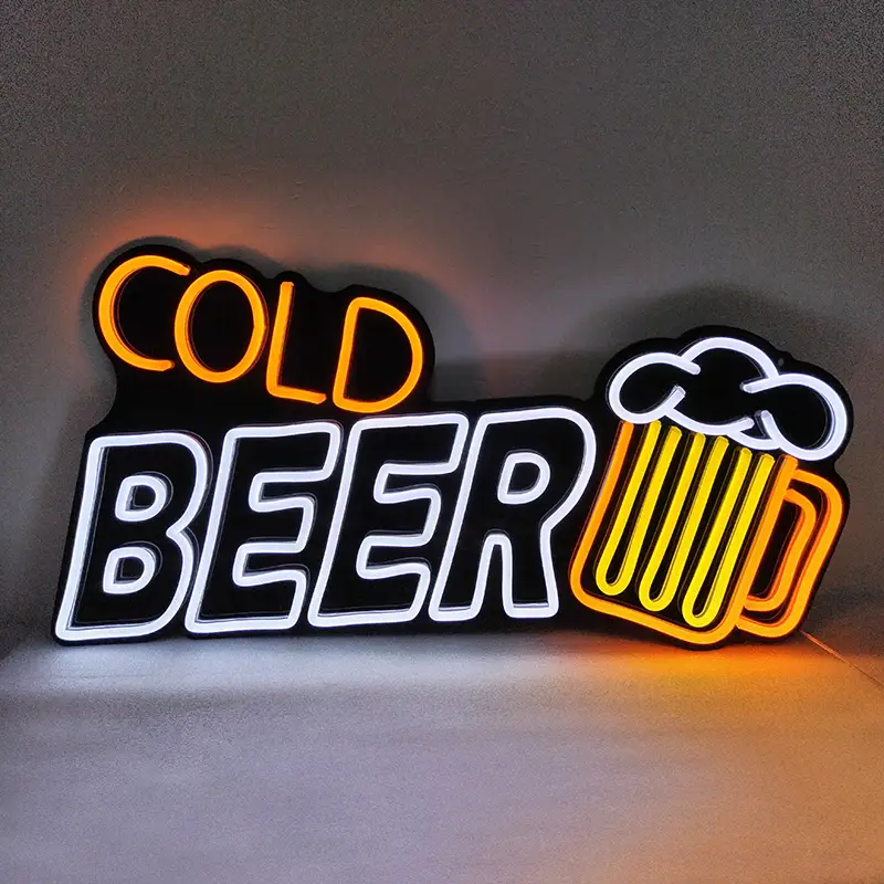 Bar Dekorasyonu için Ticari Kullanım Duvara Asılan Akrilik Soğuk Bira LED Neon Tabela 1