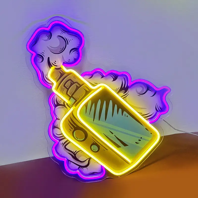 Mağaza Dekorasyonu için Seri Üretim Ücretsiz Tasarım Özel Yapım Kabul Edilebilir UV Baskılı Elektronik Sigara Neon Tabelası 1