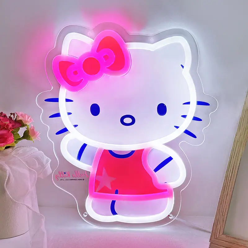 Seri Üretim Hızlı Sevkiyat Resmi Sanrio Sertifikalı Şık Hello Kitty Neon Lambası Hediye Vermek İçin 1
