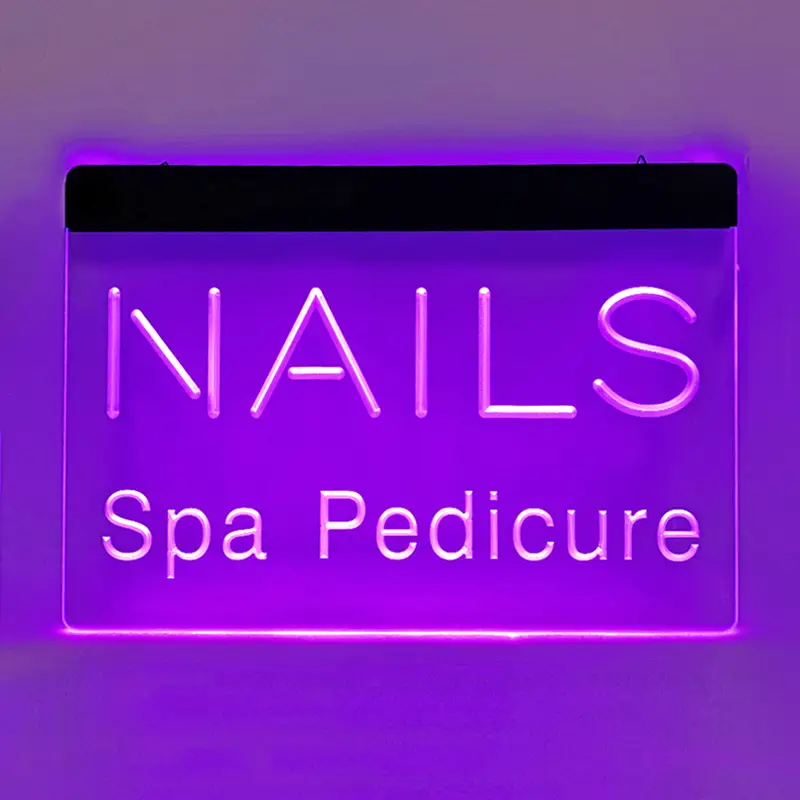 Seri Üretim Özelleştirilebilir Dikdörtgen Mor Aydınlatmalı Spa Neon Tabela 1