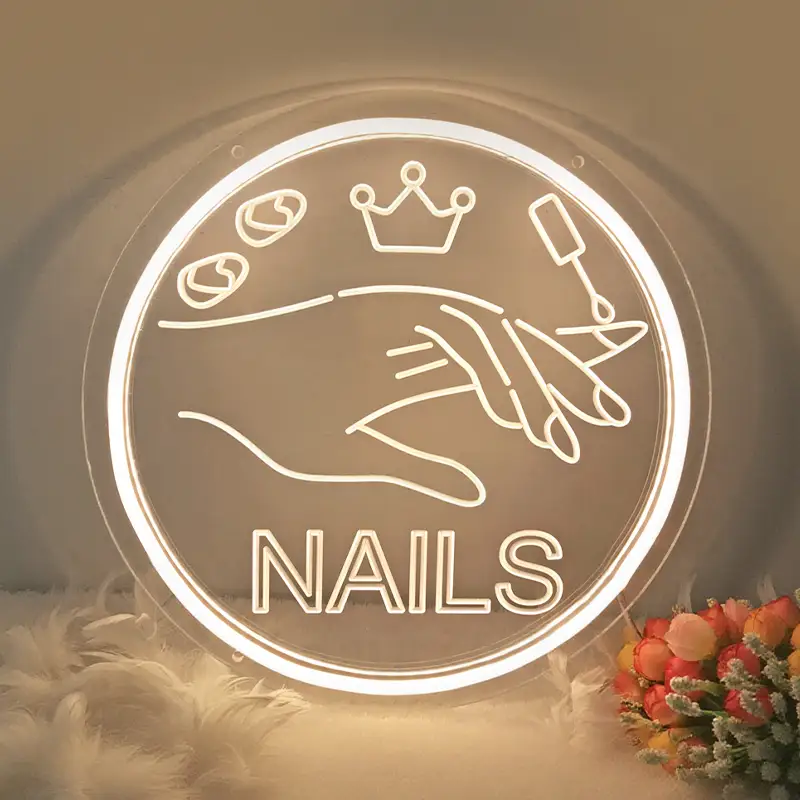 Sıcak Sarı Aydınlatmalı Dairesel Akrilik Güzellik Salonu Neon Tabelası 1