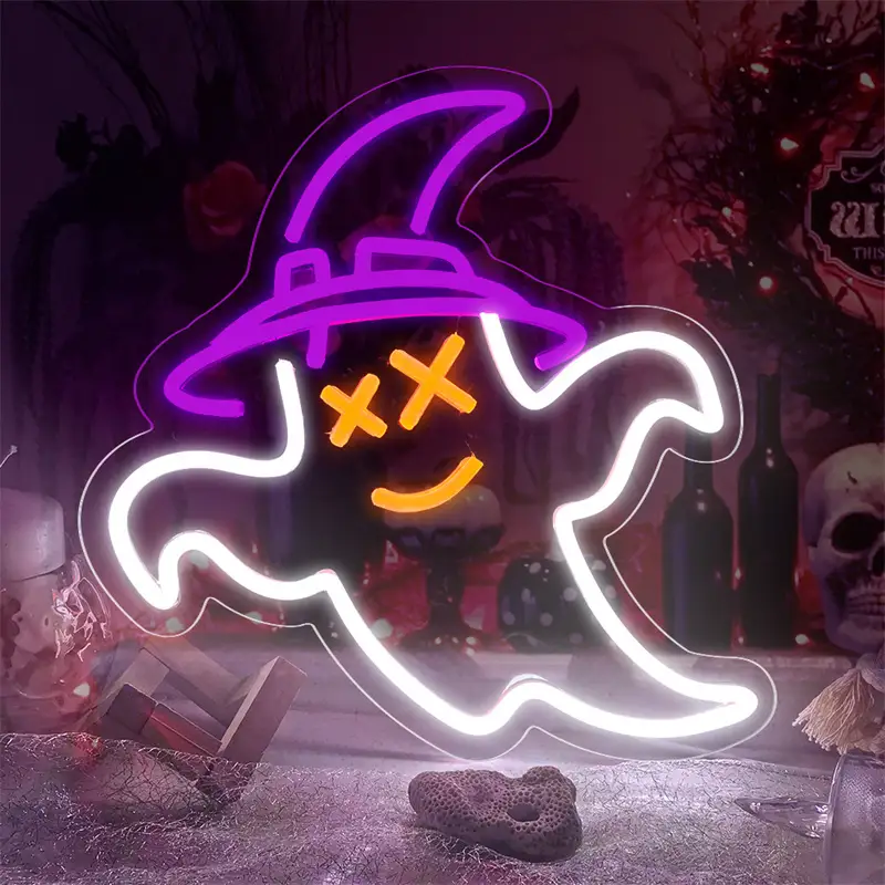Parti İçin Kapalı Ortam Dekoratif Eğlenceli Cadılar Bayramı Festivali Akrilik Neon Duvar Lambası Tabelası 1