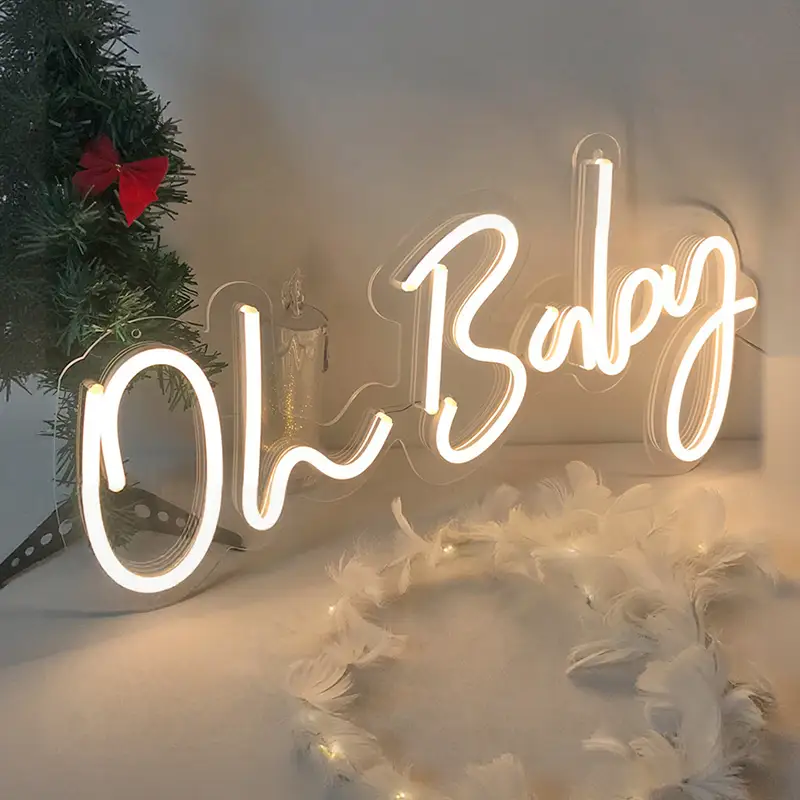 Toptan Sıcak Beyaz Aydınlatma Duvara Asılan Oh Baby LED Tabela Evlilik Teklifi İçin 1