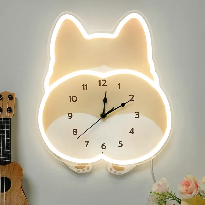 訂製霓虹LED燈鐘，可愛柯基犬造型，室內使用，工廠直銷價 1