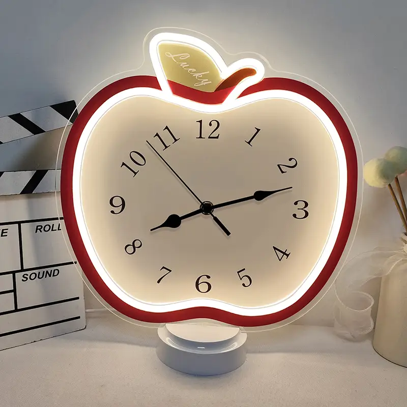 Custom Neon LED Apple Shape Clock for Indoor Use - High Quality, Fast Delivery 1
