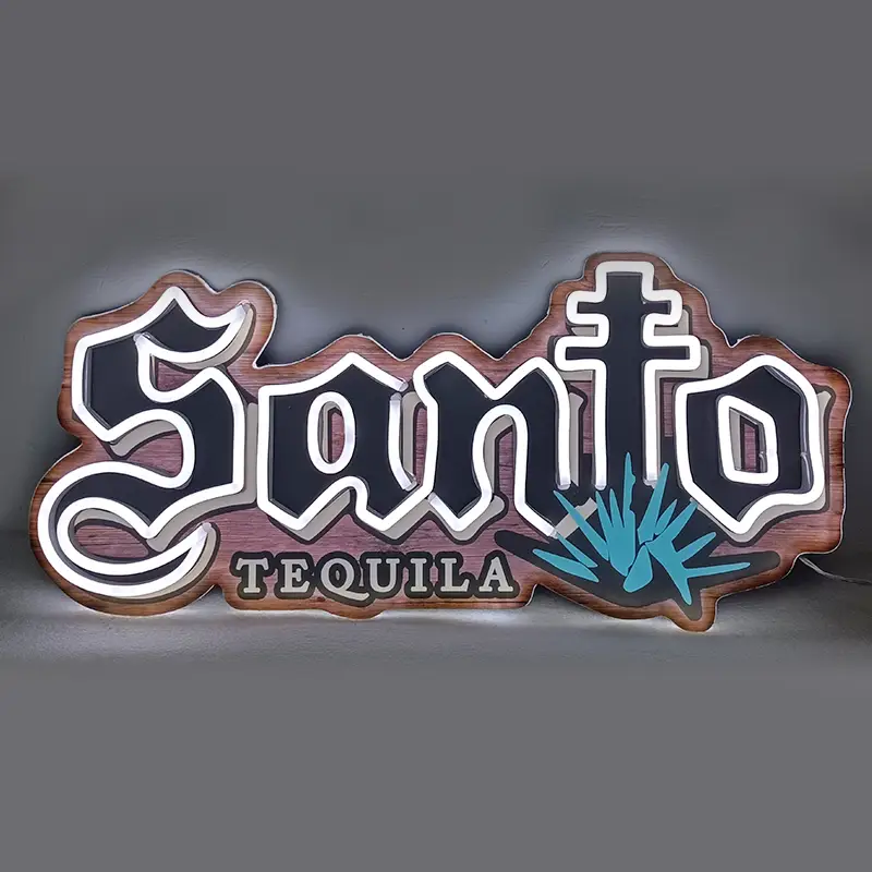 Bar Dekoru İçin Özel Yapım Kabul Edilebilir Silikon Şerit Akrilik Neon Duvar Tabelası 1