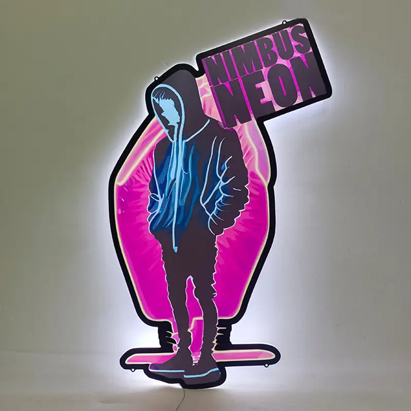 Personalized Custom Made Acrylic Multiple Colors Wall Hanging Business Building Decorative Ultra-thin Neon Light Box for Display 1