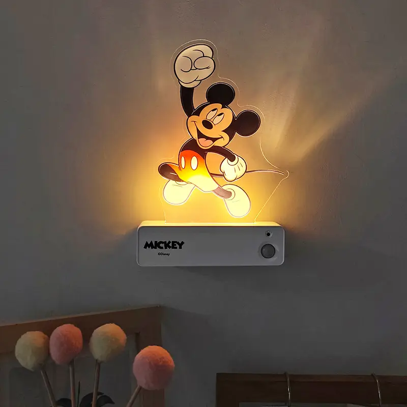 Disney Authentic Mickey Mouse Bedroom Bedside Soft Light Night Lamp, Punch-Free Rechargeable Ambient Light 1