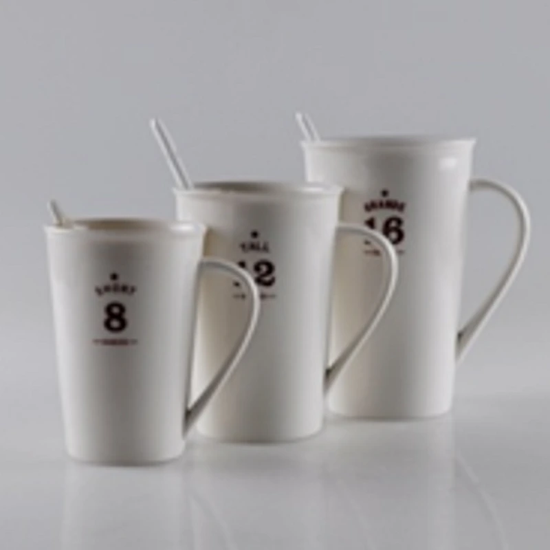 Safeshine 240ml / 340ml / 450ml D Handtag Kaffekopp Keramik med sked 1