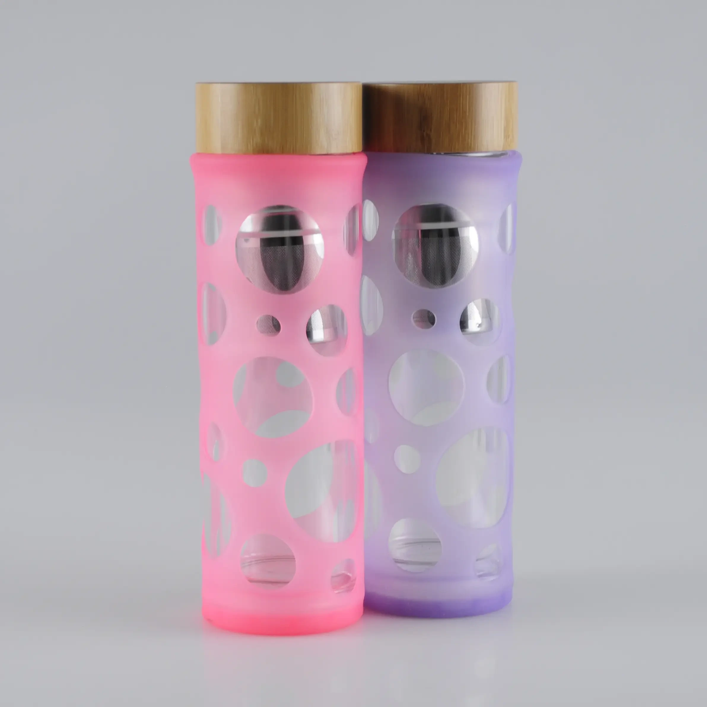 420ml Bamboo Lid Borosilicate Glass Bottle with Tea Strainer 1