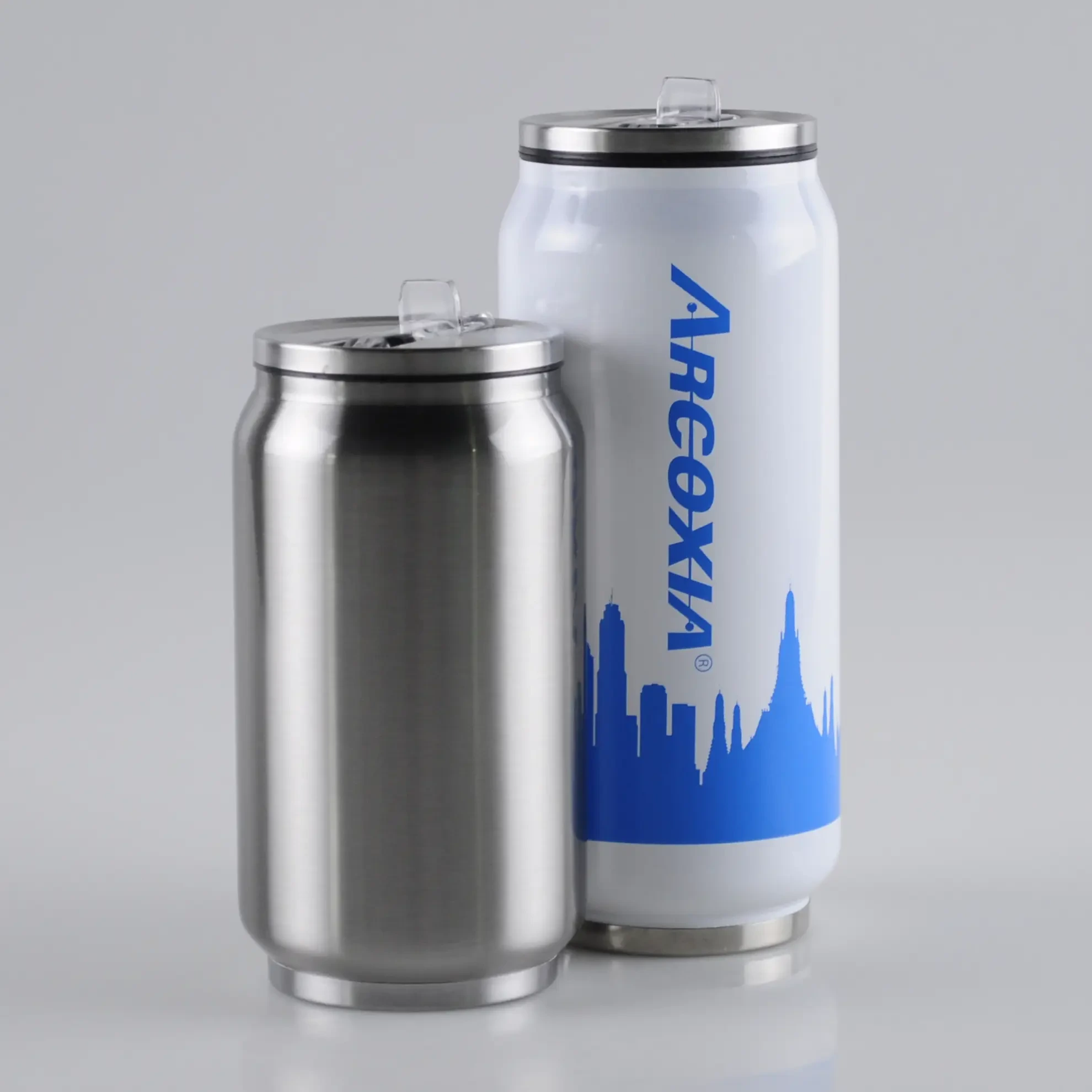 350ml / 500ml Cola-vormige vacuüm reisbeker met rietje en deksel 1