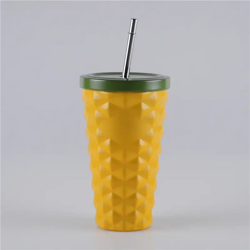500ml Stylish Design Coffee Thermos Travel Mug with Straw 1