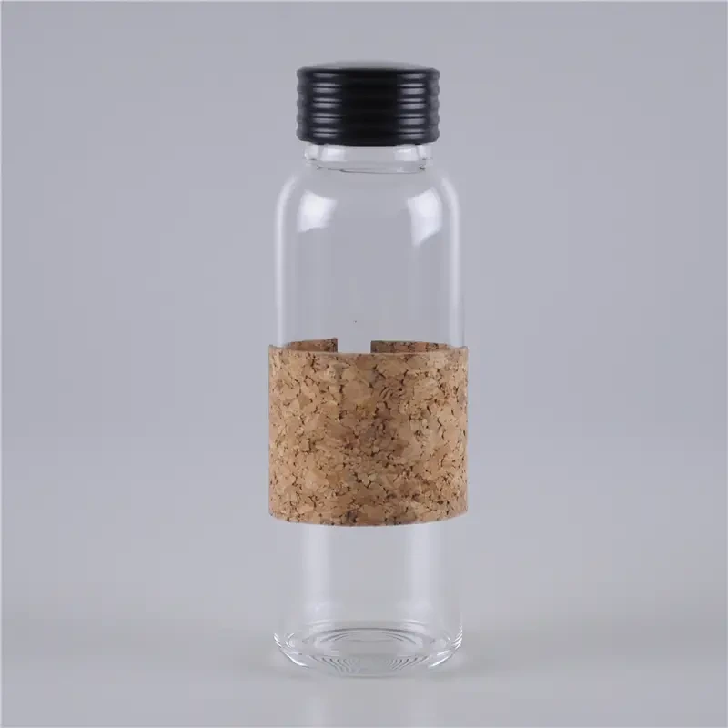500ml Glass Water Bottle with Cork Sleeve 1