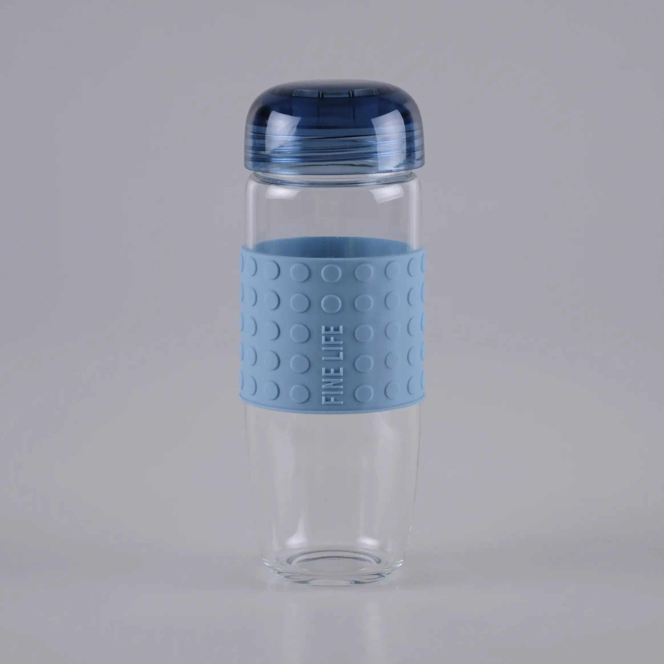 400ml Silicone Grip Sleeve Borosilicate Glass Cup 1