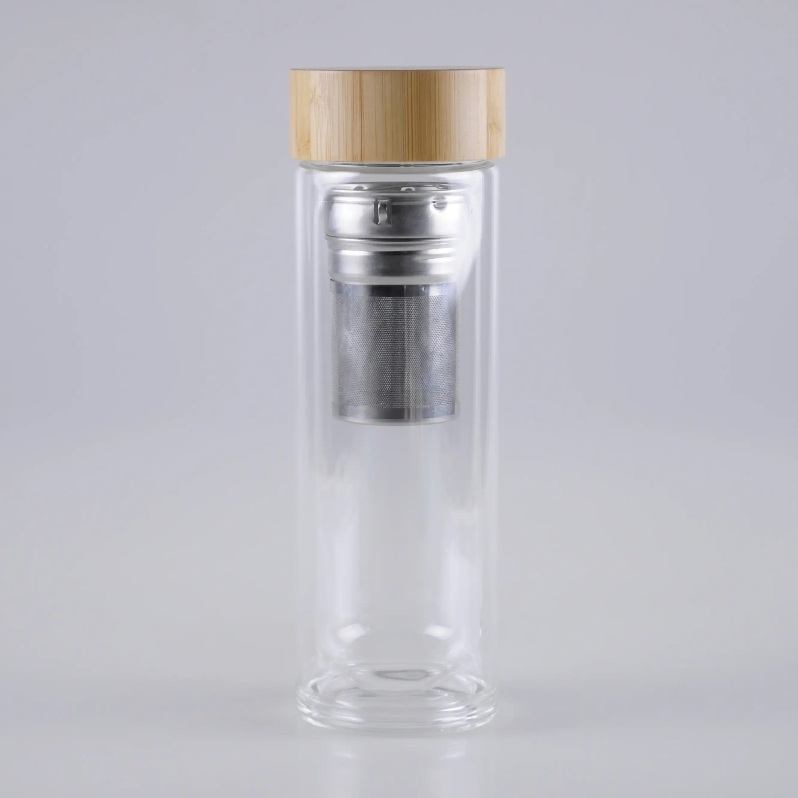 400ml theeflesfilter met bamboe deksel 1
