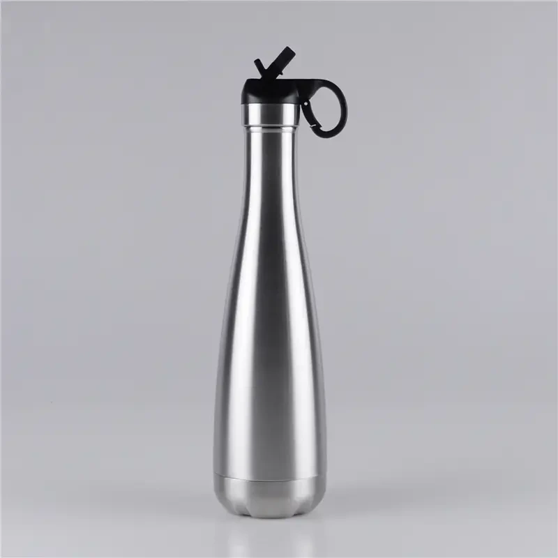 750ml Gemakkelijk mee te nemen waterfles met rietje en deksel van roestvrij staal, vacuüm, dubbele wand 1