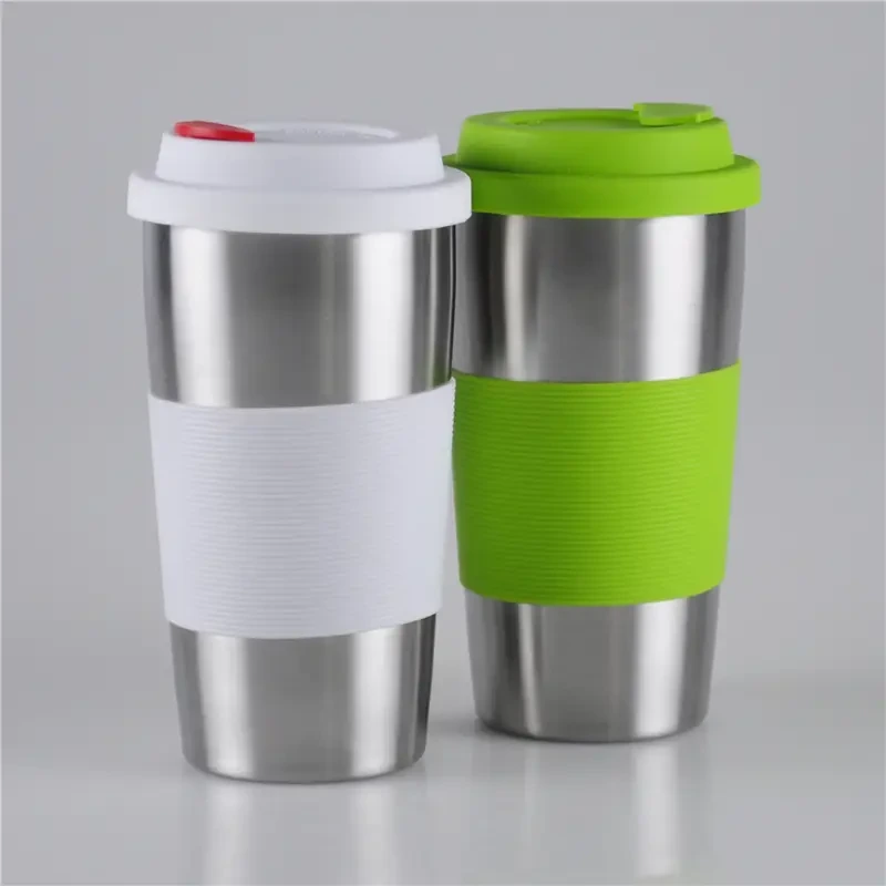 450ml siliconen grip koffiebeker roestvrij staal 1