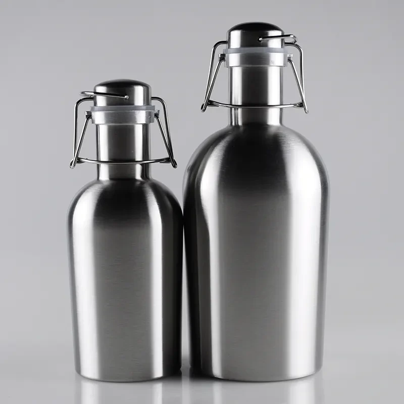 1L / 2L Outdoor Use Single Wall Large Water Bottle Stainless Steel 1