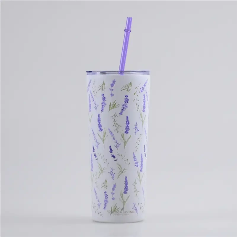 700ml Vacuum Double Wall Stainless Steel Tumbler with Straw 1