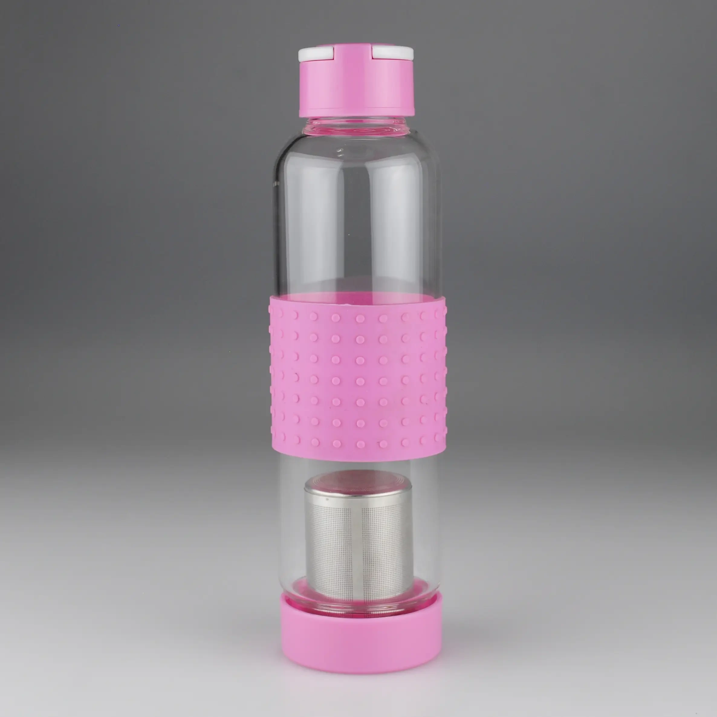 550ml Bærelokk Gummi Grip Glass Teflaske 1