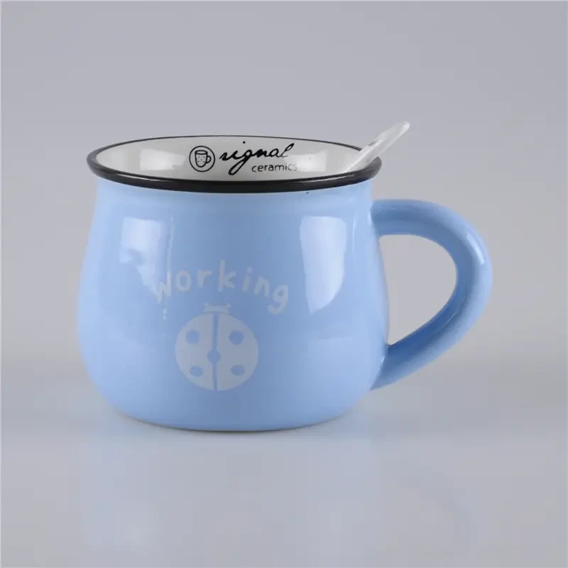 Safeshine 350ml porslins kaffemugg med sked 1