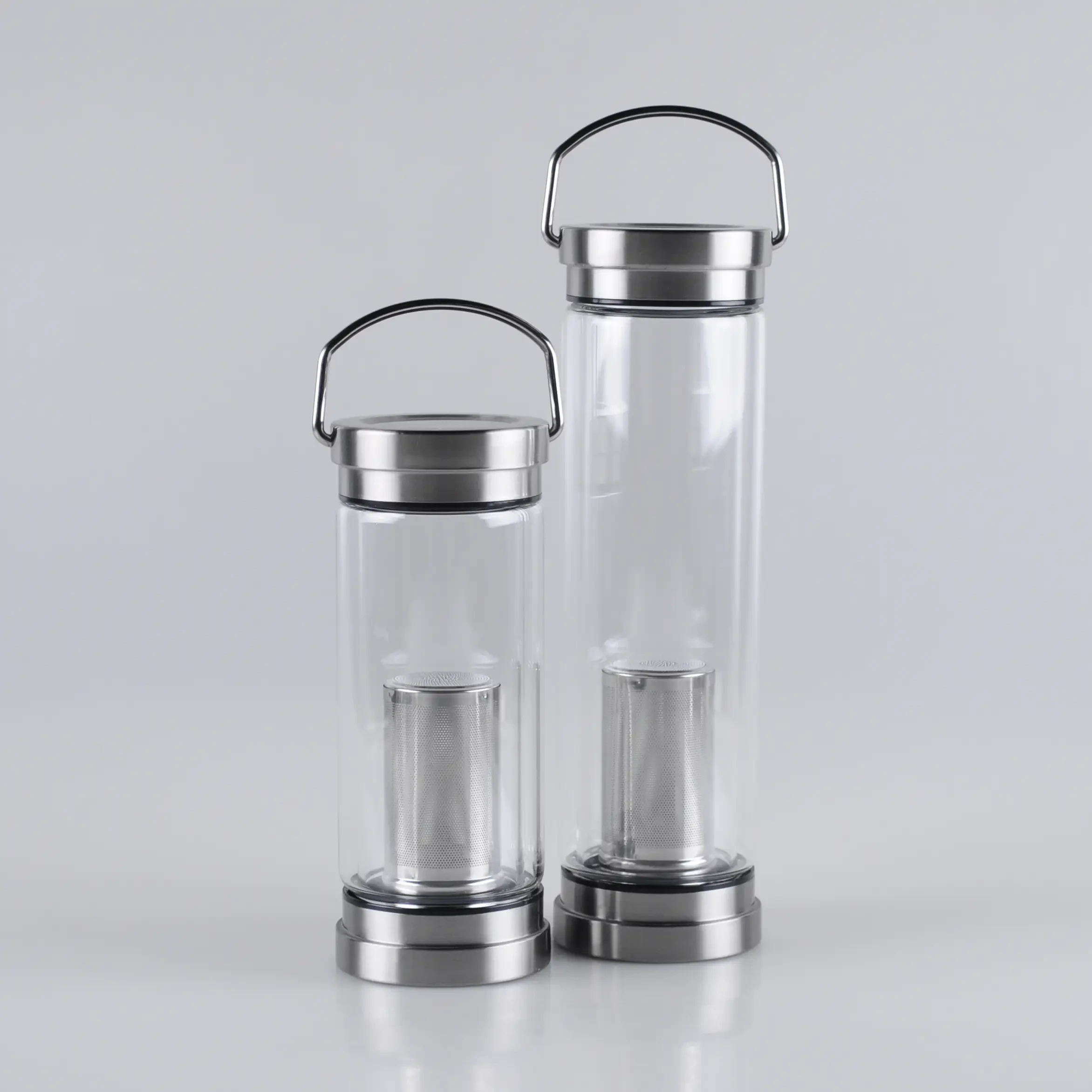 300ml / 450ml Carrying Stainless Steel Lid Borosilicate Glass Tea Cup 1