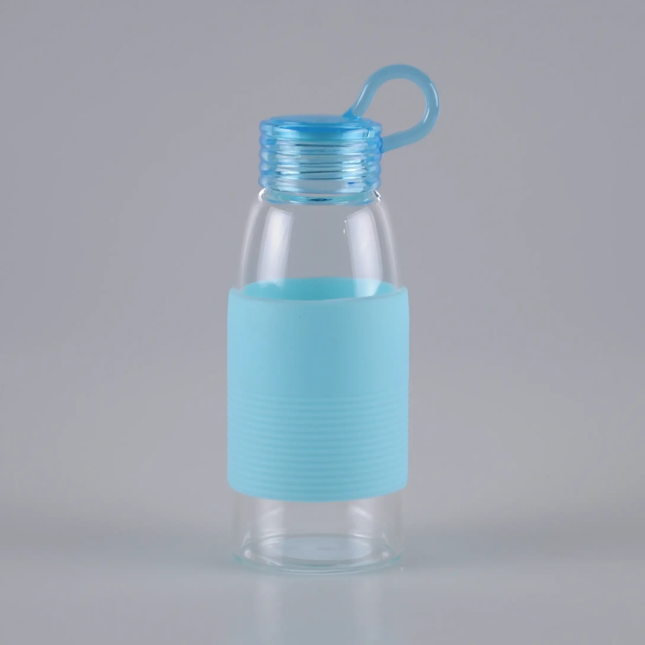 350ml Carrying Lid Kids Glass Water Bottle with Silicone Sleeve 1