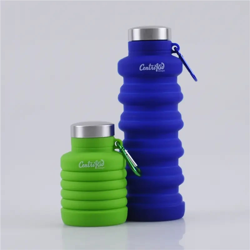 500ml Foldable Silicone Water Bottle with Stainless Steel Lid 1