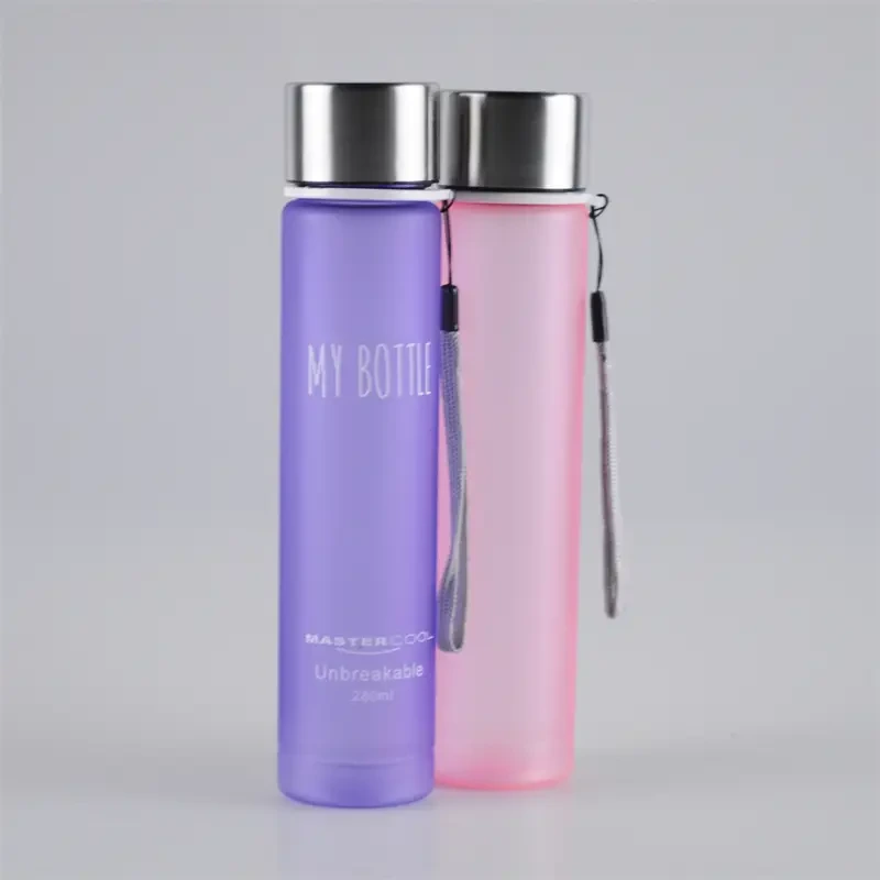 280ml Handy Strap Stainless Steel Lid Small Plastic Bottle 1