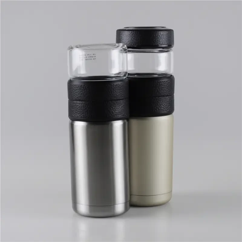 400ml Glass Drink Cup Stainless Steel Tea Bottle 1