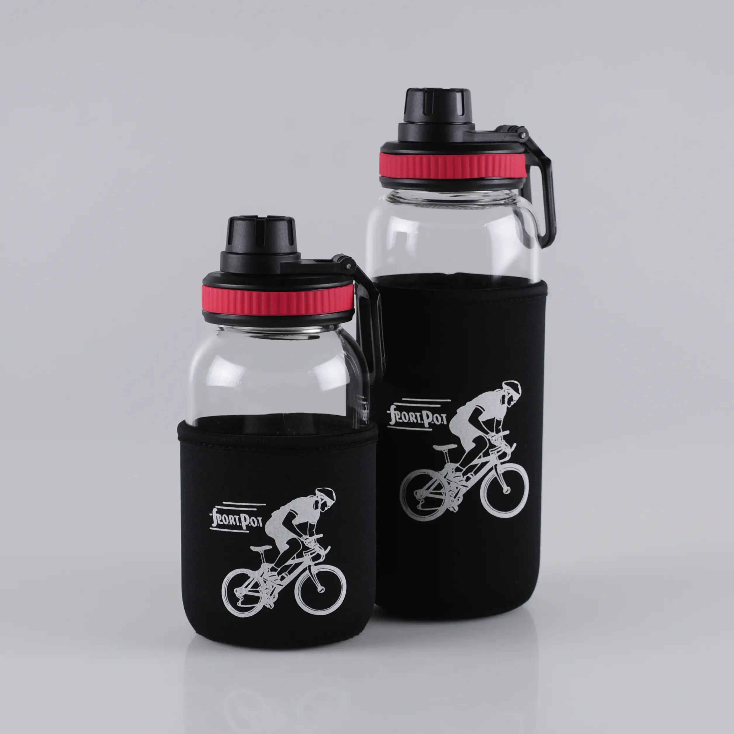 Safeshine 600ml / 1000ml Bärlock Sportglasvattenflaska med nylonpåse 1