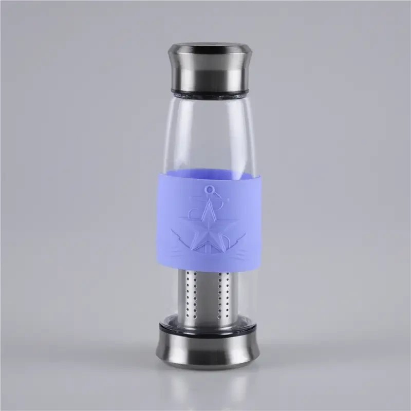 500ml siliconen grip sleeve glazen waterfles met theezeefje 1