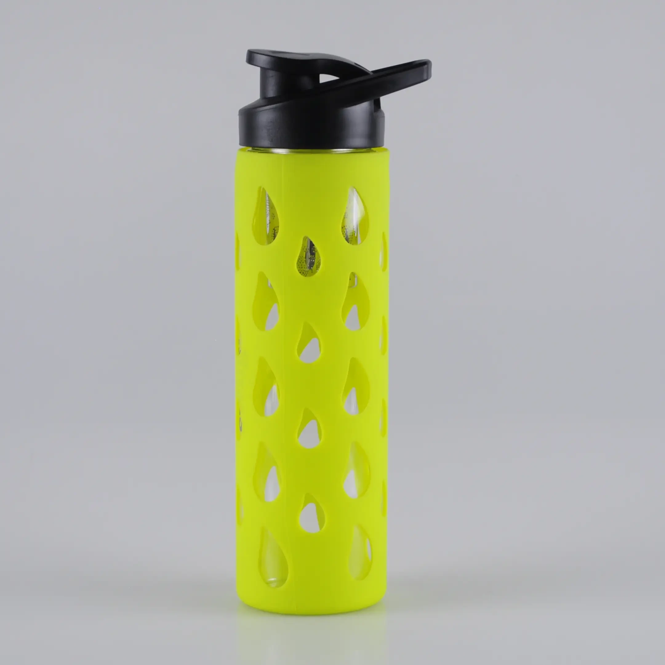 550ml glazen waterfles met draagdeksel en siliconen hoes 1