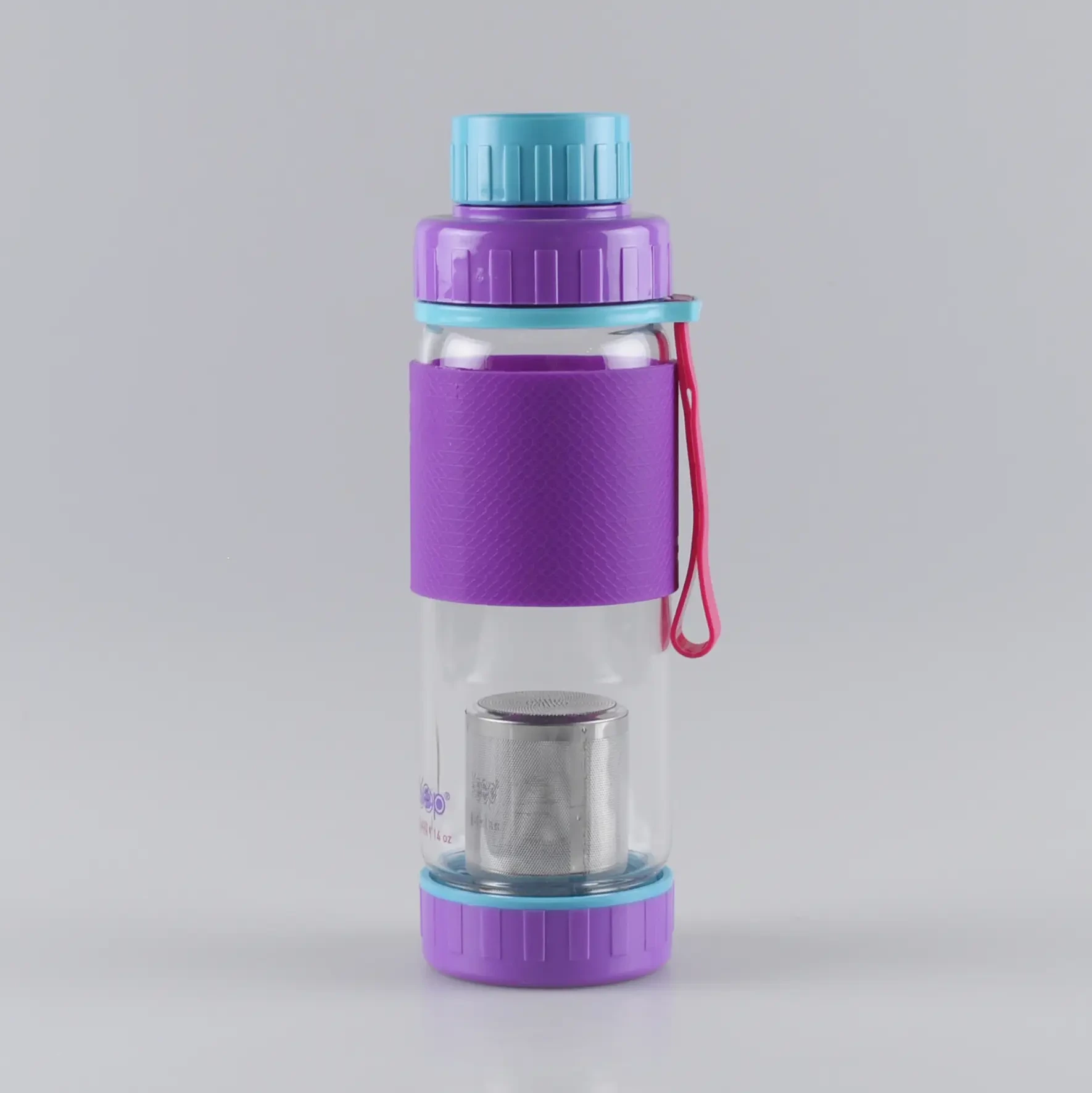 400ml Draagriem Deksel Siliconen Hoes Theefles Glas 1