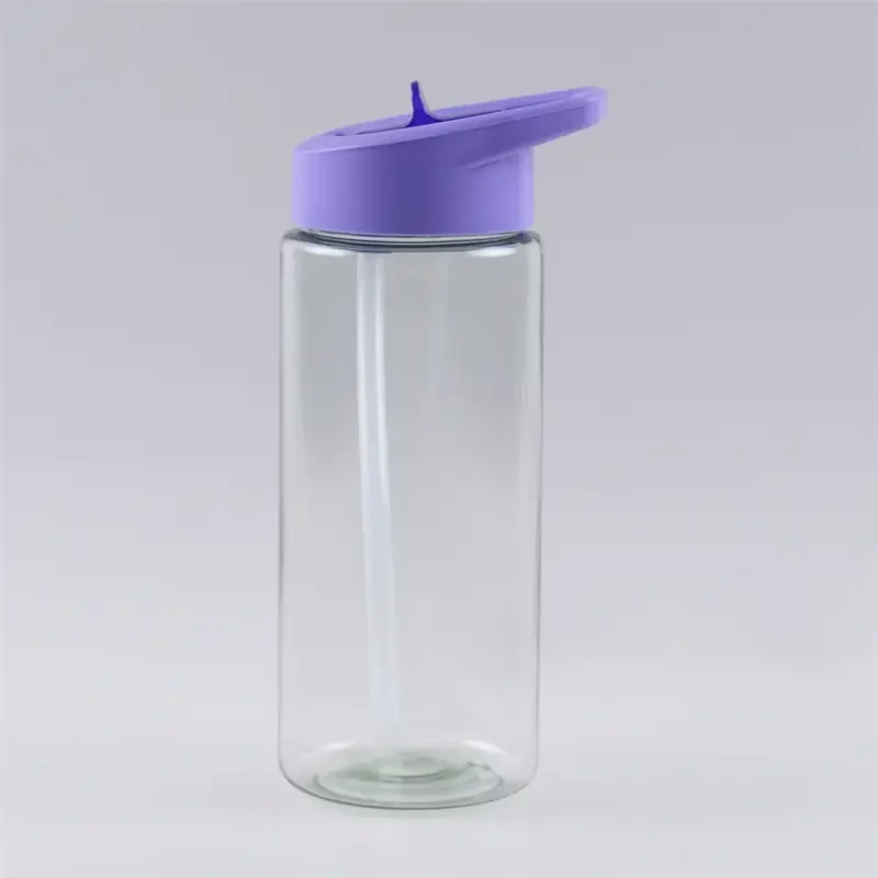550ml Carrying Straw Lid Single Wall Plastic Sports Water Bottle 1