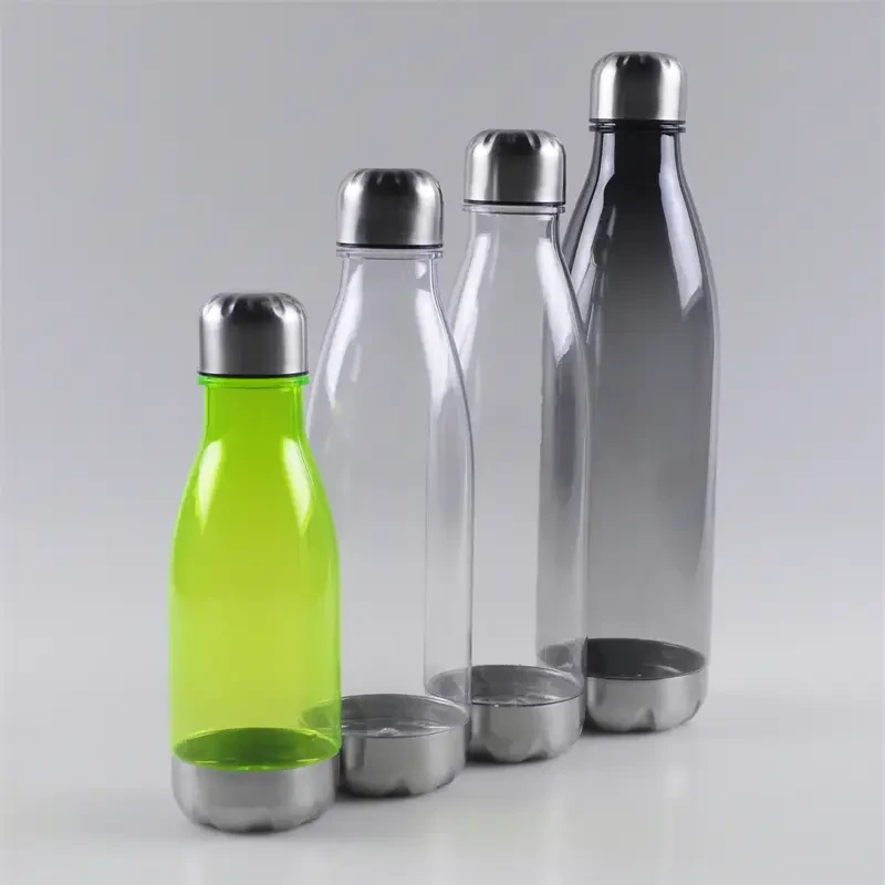 Safeshine 400ml / 600ml / 700ml / 1000ml sportvattenflaska i plast med lock i rostfritt stål 1
