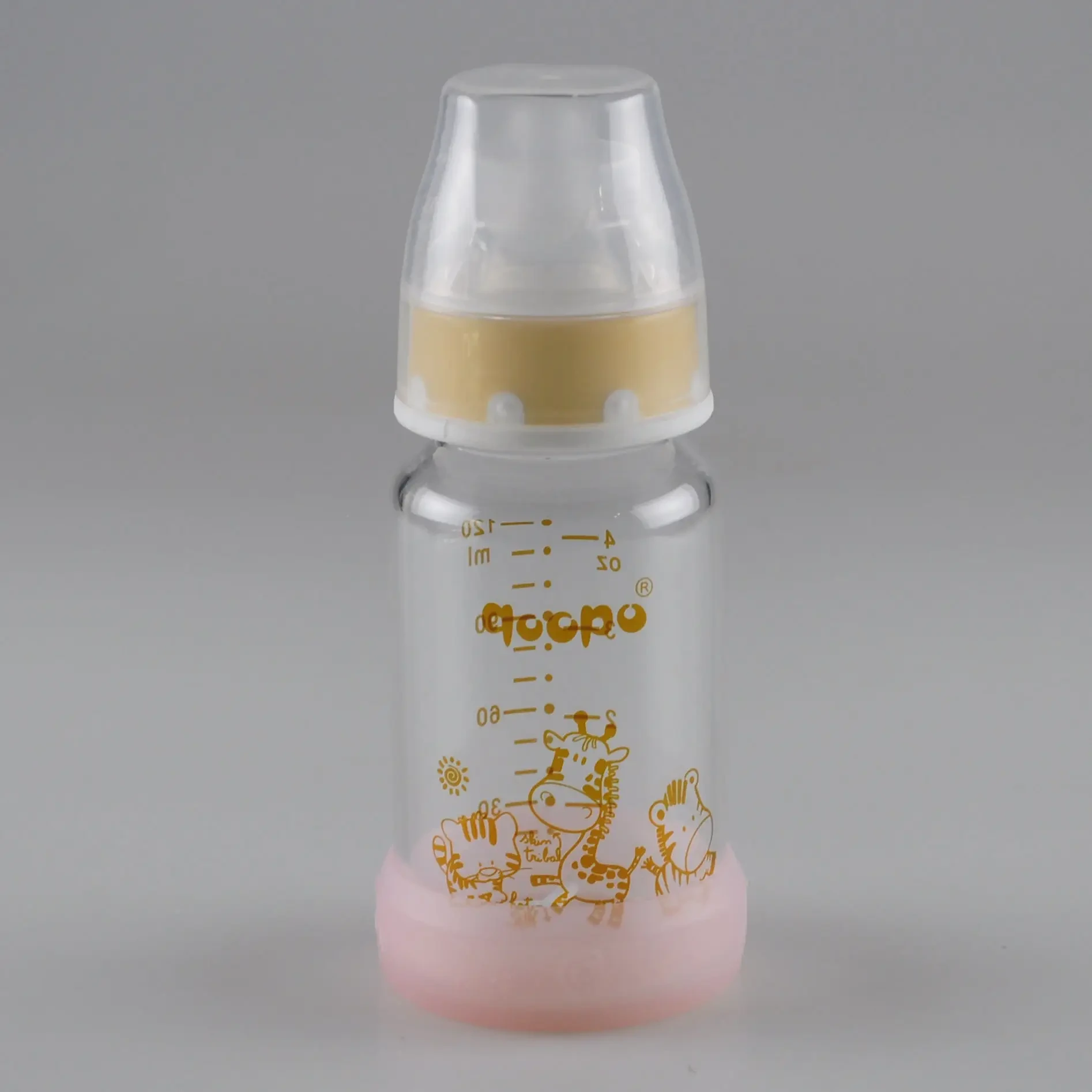 120ml Non-slip Silicone Cover Glass Baby Bottle 1