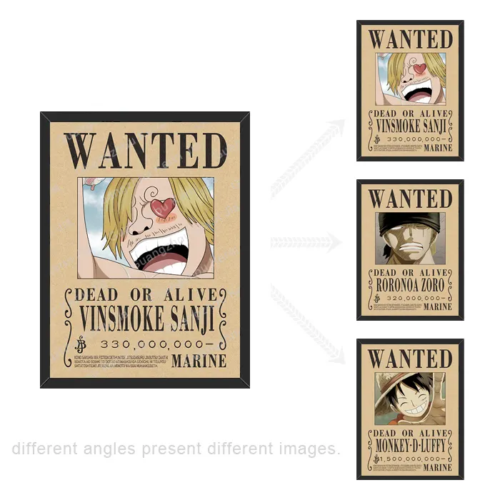 One Piece Wanted 3D Lenticular Poster Anime Art with Frame