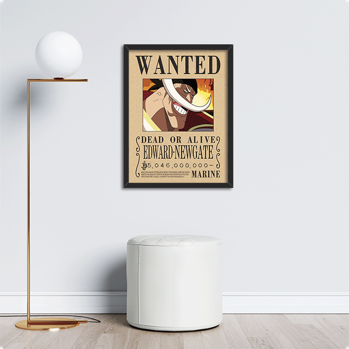 One Piece Wanted 3D Lenticular Poster – Shanks, Whitebeard, Dragon Anime Art with Frame
