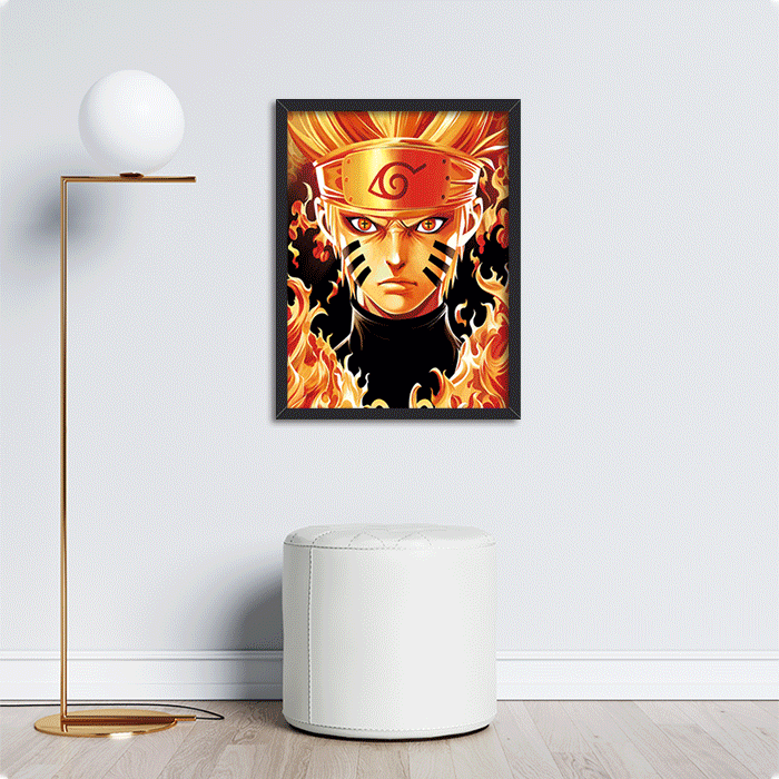 Naruto 3D Lenticular Poster – Kakashi & Sasuke Anime Wall Art with Pre-Mounted Frame 1