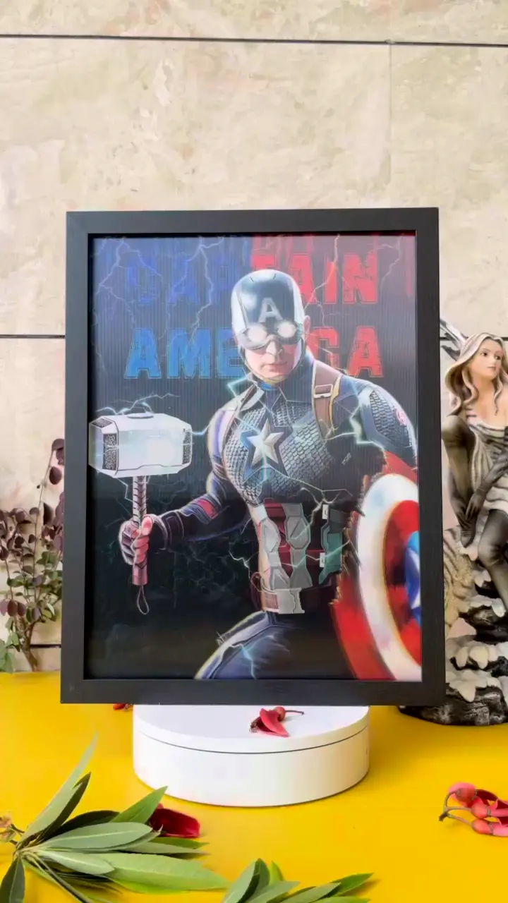 Posters lenticulares 3D premium Marvel Capitán estadounidense para minoristas de diseños personalizados de anime y naturaleza con marco 1