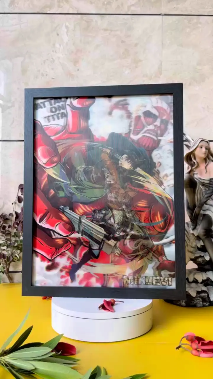 Attaque sur Titan 3d Lenticular Affiche Eren, Levi, Mikasa Anime Art pour les détaillants 1
