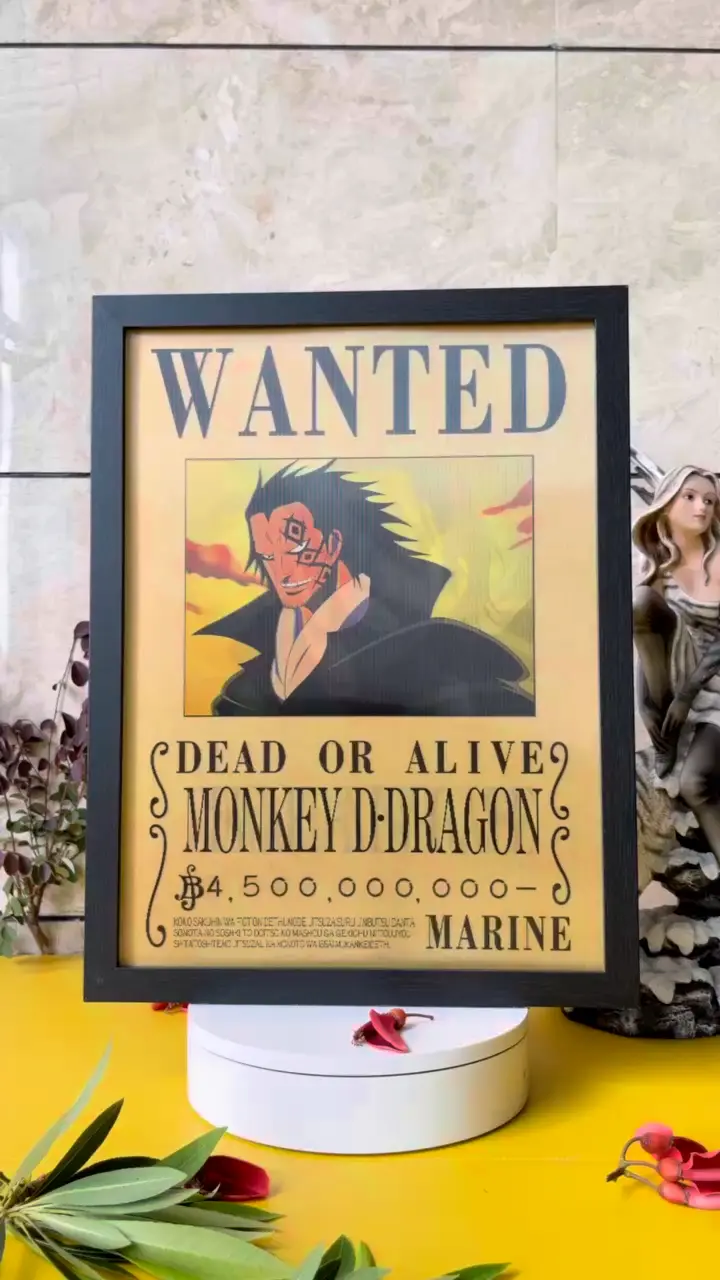 One Piece Wanted 3D Lenticular Poster – Shanks, Whitebeard, Dragon Anime Art with Frame 1