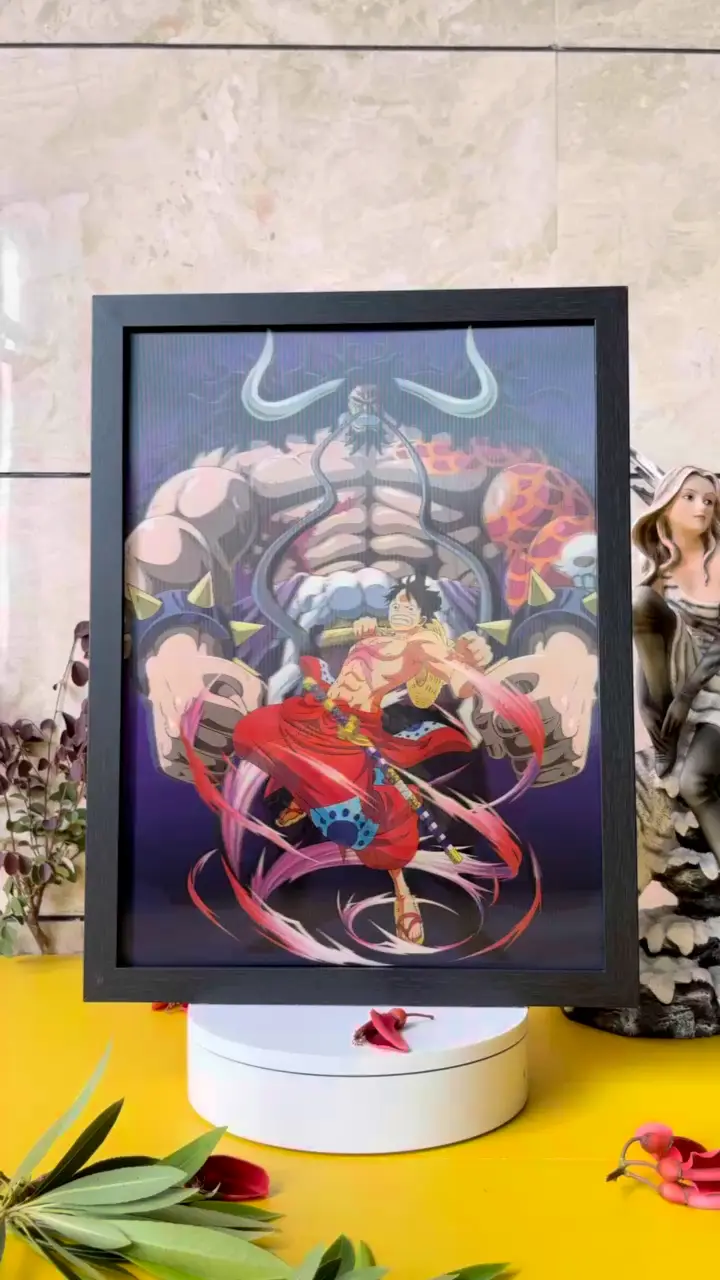 Anime One Piece 3D Lenticular Print – Luffy, Zoro, Sanji Holographic Wall Art 