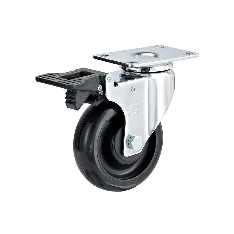 4 inch Anti-static black PU caster wheel with total bake 1