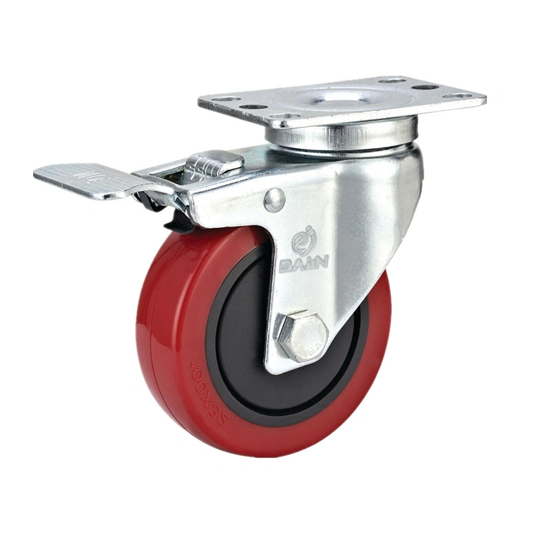 4 inch Swivel PU Industrial Casters with brake and lock 1